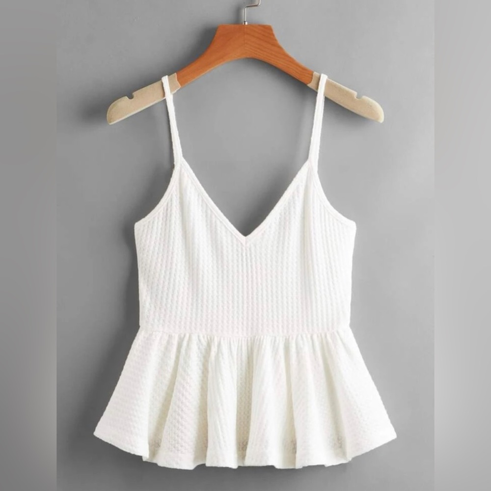 NWOT Waffle Knit Ruffle Hem Cami Top - Picture 1 of 4